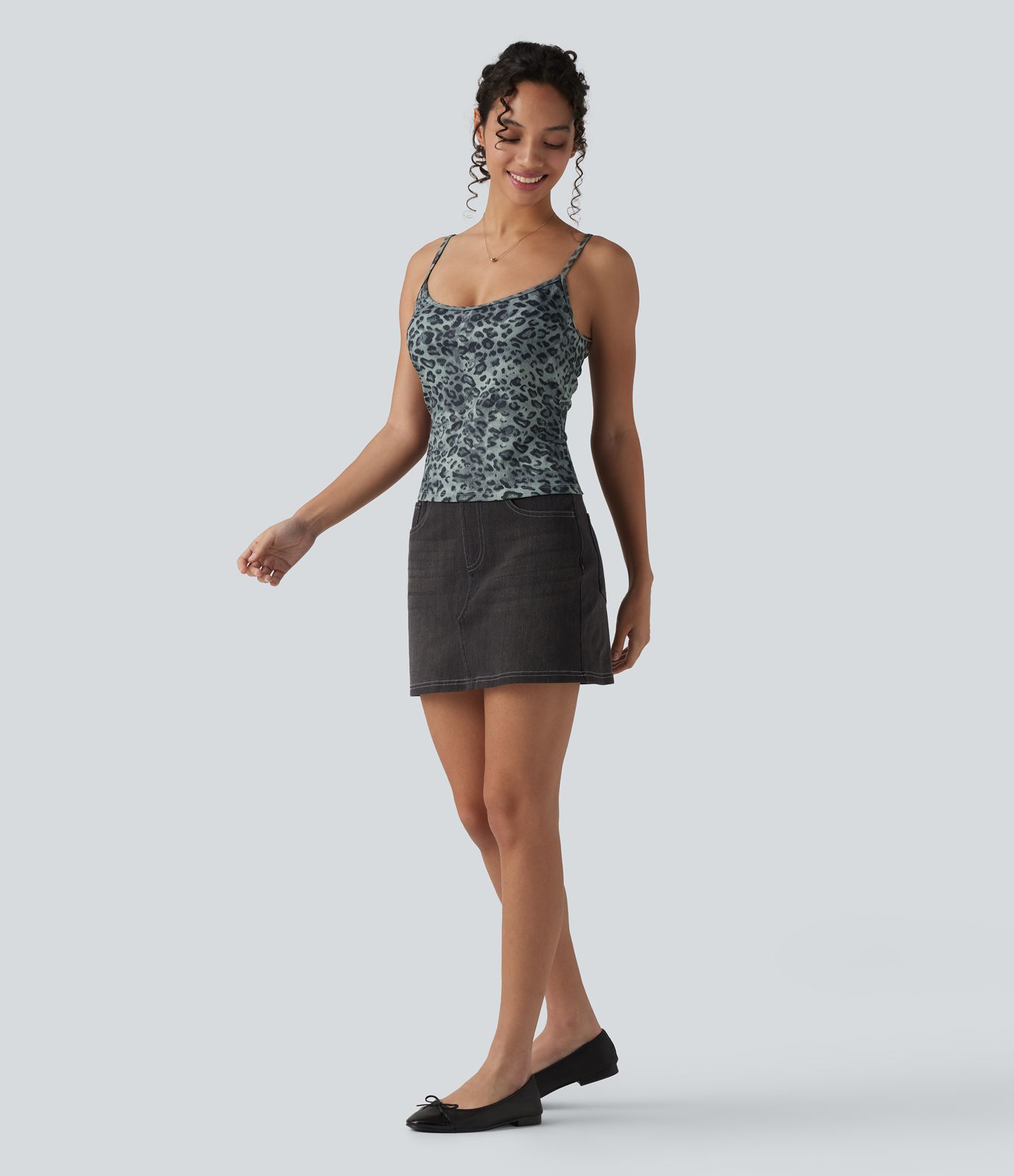 Ribbed Knit Leopard Print Casual Tank Top Ribbed Knit Leopard Print Casual Tank Top