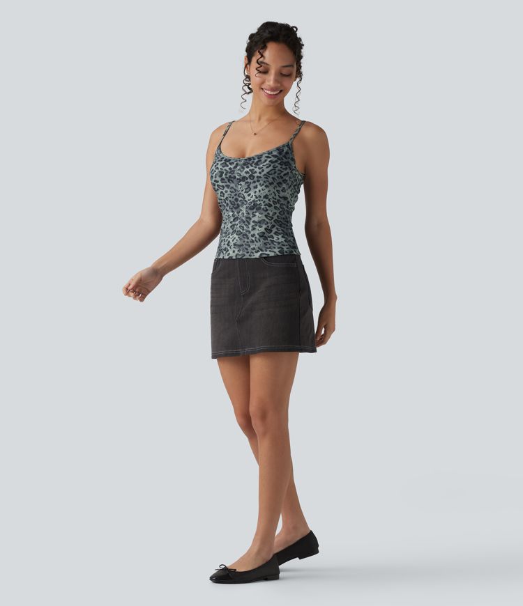 Ribbed Knit Leopard Print Casual Tank Top Ribbed Knit Leopard Print Casual Tank Top