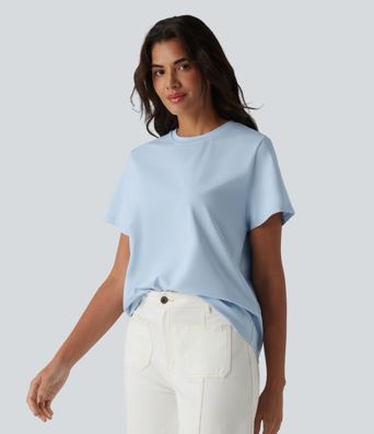 Round Neck Short Sleeve Casual Cotton T-Shirt