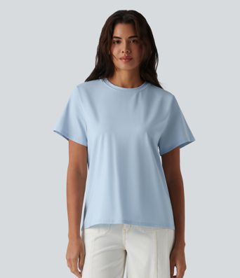 Round Neck Short Sleeve Casual Cotton T-Shirt