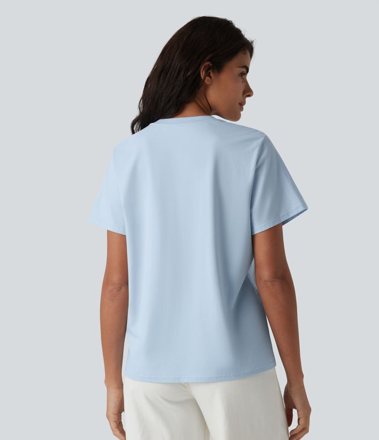 Round Neck Short Sleeve Casual Cotton T-Shirt
