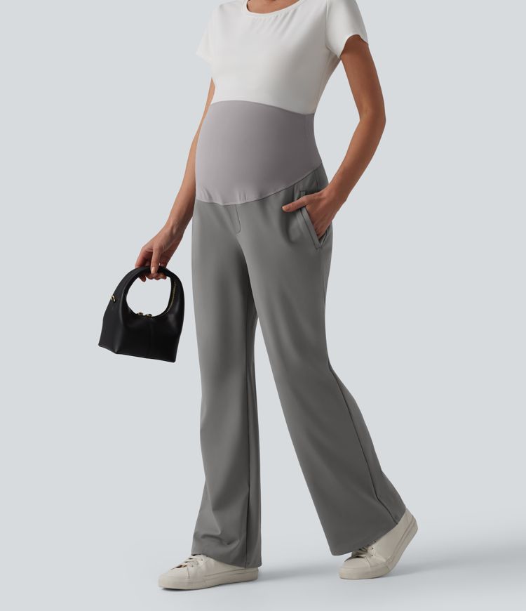 Halara Flex™ DayStretch Super High Waisted Work Maternity Flare Pants with Zipper Pockets