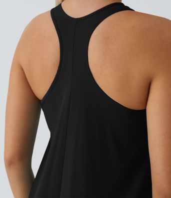 Breezeful™ Backless Racerback Side Pocket High Low Flowy Midi Quick Dry Casual Dress A-C Cups