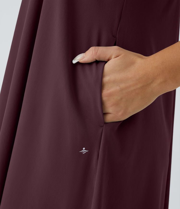 Breezeful™ Backless Racerback Side Pocket High Low Flowy Midi Quick Dry Casual Dress