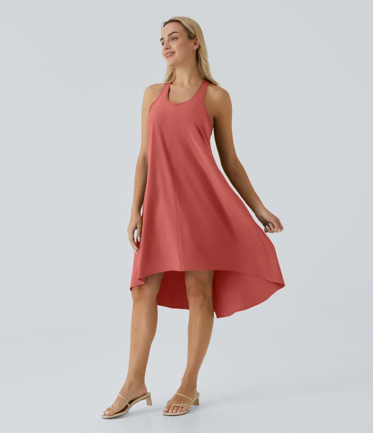 Breezeful™ RacerPocket High Low Flowy Midi Quick Dry Casual Dress