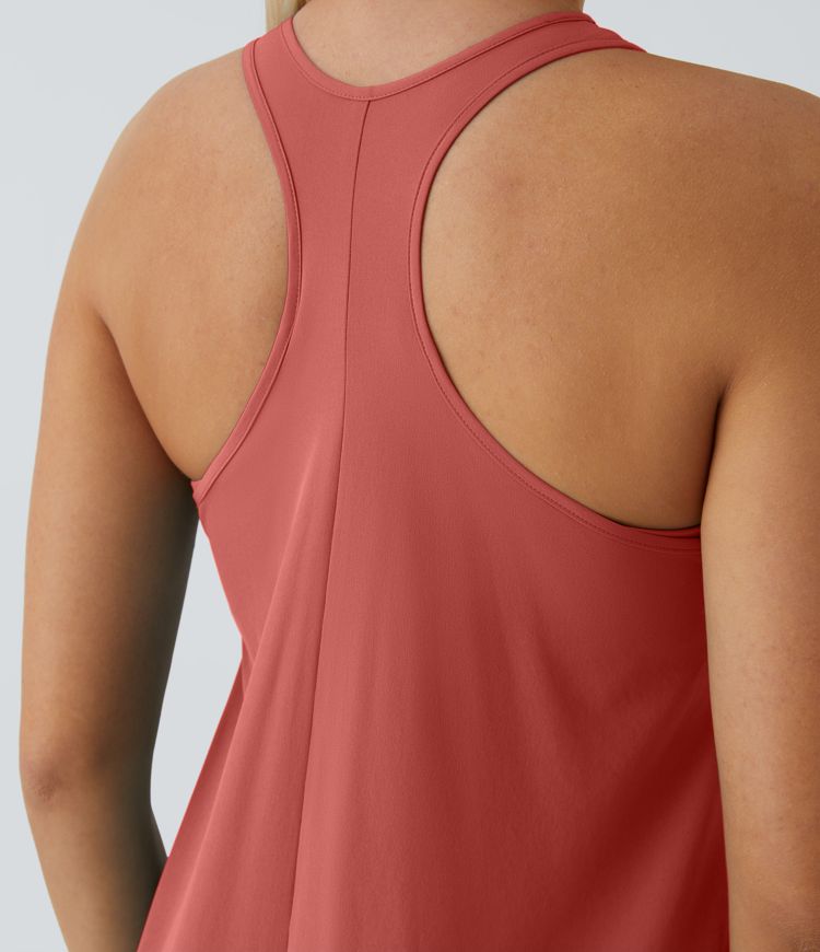 Breezeful™ Backless Racerback Side Pocket High Low Flowy Midi Quick Dry Casual Dress A-C Cups