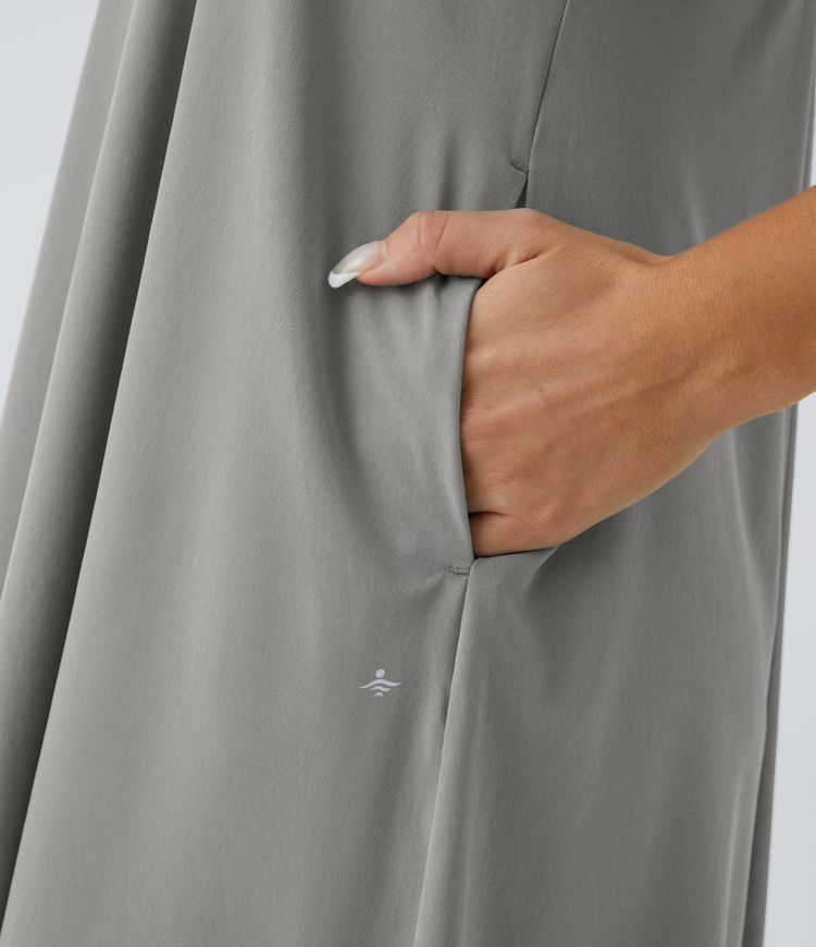 Vestido Casual Midi Breezeful™ de Secado Rápido con Bolsillos Laterales, Espalda Descubierta, Racerback y Diseño Fluido Alto-Bajo
