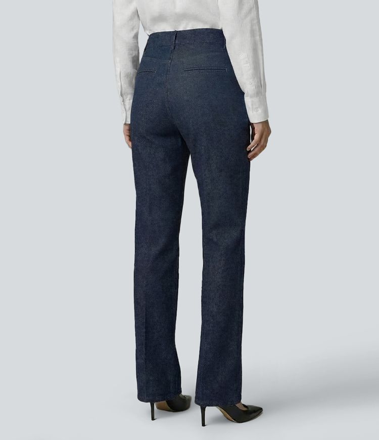 Halara Flex™ Jean droit tailleur taille mi-haute avec poches