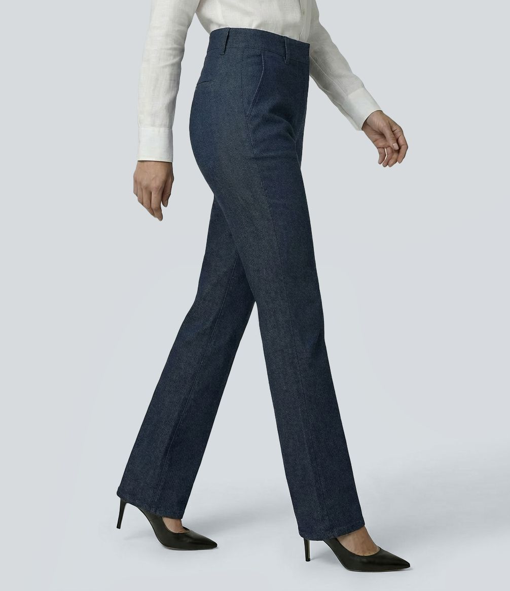 Halara Flex™ Jean droit tailleur taille mi-haute avec poches