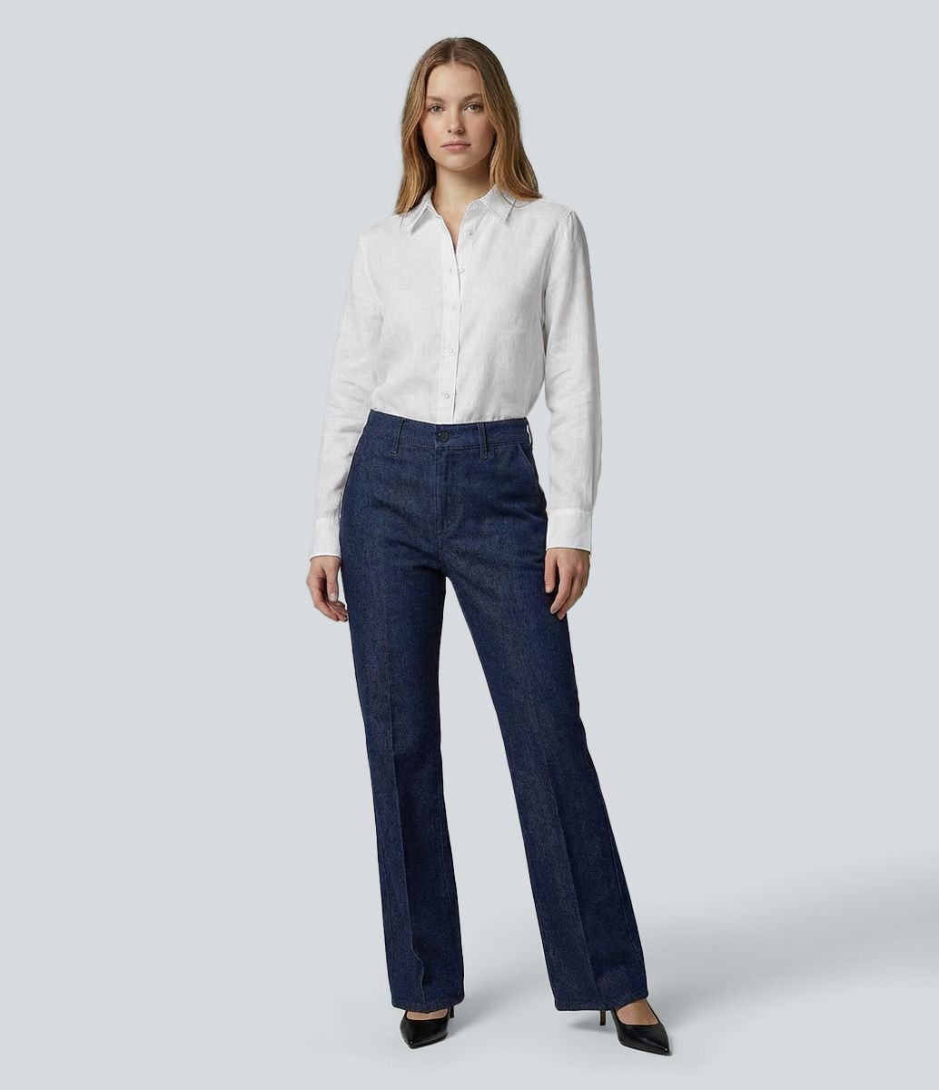 Halara Flex™ Jean droit tailleur taille mi-haute avec poches