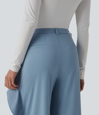 Halara Flex™ High Waisted Ruffle Wide Leg Quick Dry Work Pants with Pockets-UPF40+
