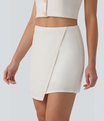 Mid Rise 2-in-1 Mini Casual Linen-Blend Skirt