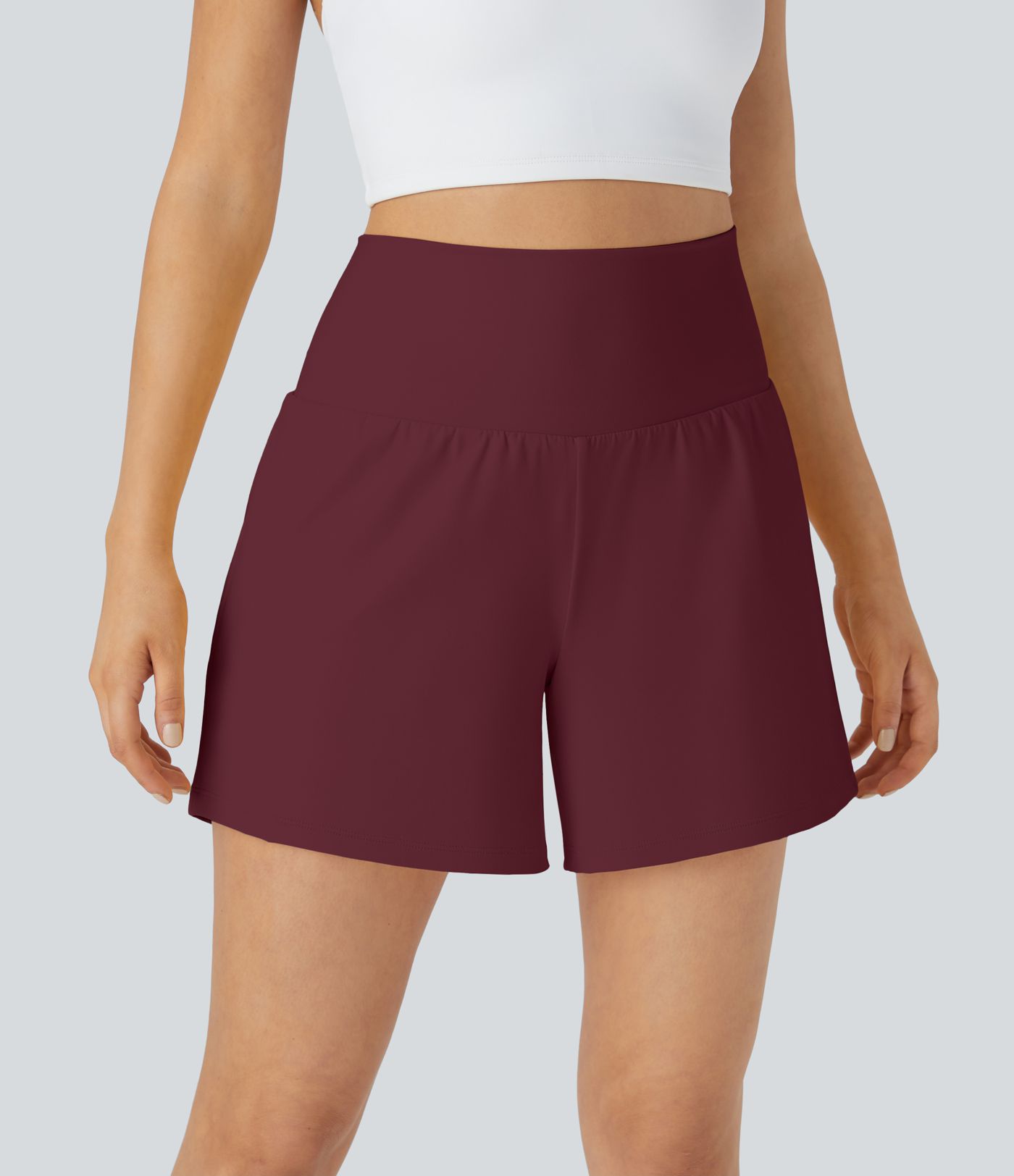 슈퍼 하이 웨이스트 백 포켓 사이드 히든 포켓 2-in-1 요가 반바지