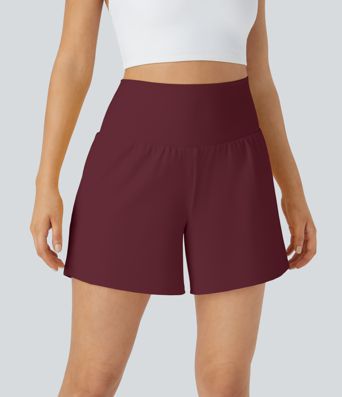 슈퍼 하이 웨이스트 백 포켓 사이드 히든 포켓 2-in-1 요가 반바지