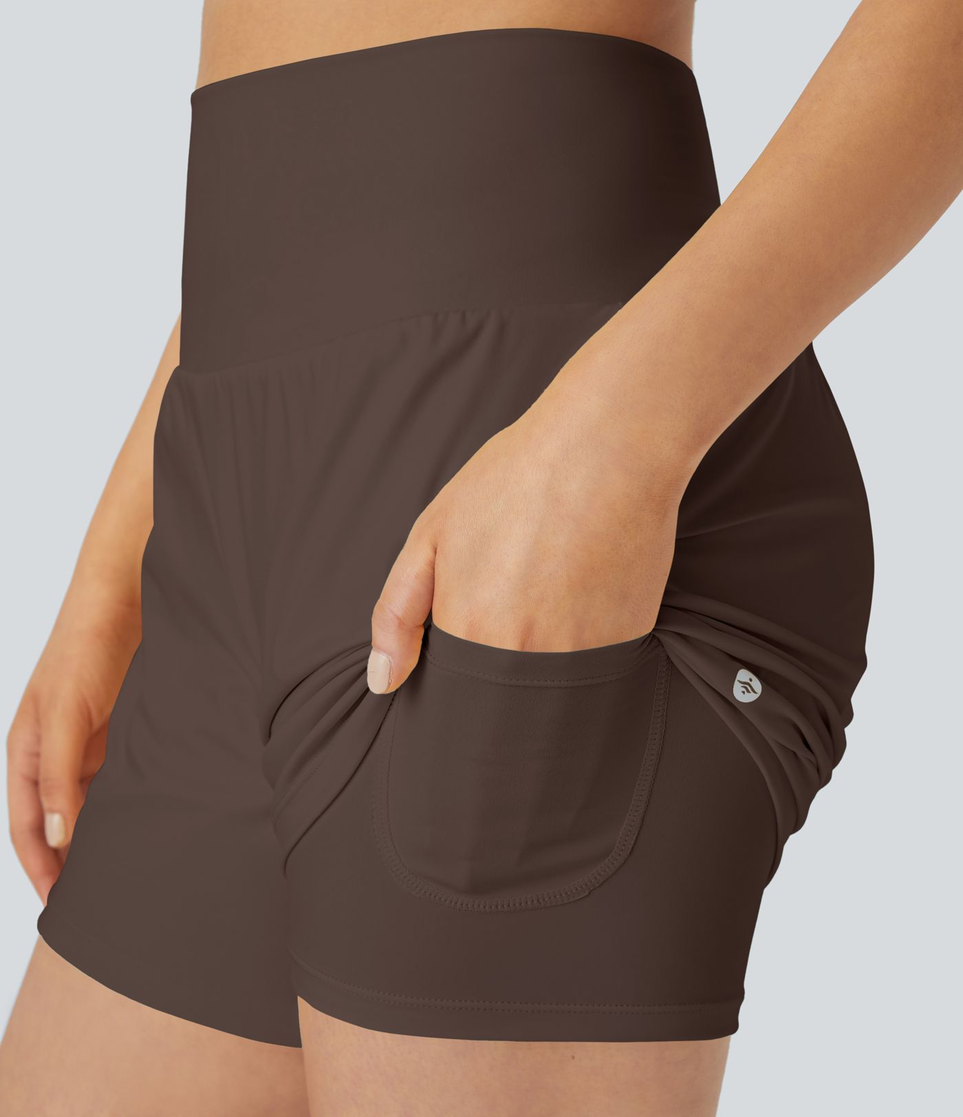 슈퍼 하이 웨이스트 백 포켓 사이드 히든 포켓 2-in-1 요가 반바지