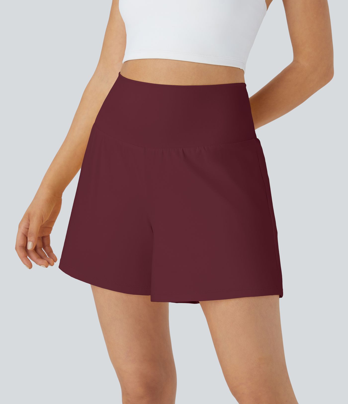 슈퍼 하이 웨이스트 백 포켓 사이드 히든 포켓 2-in-1 요가 반바지