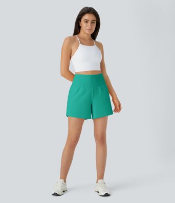 SoftlyZero™ Airy Super High Waisted 2-in-1  Cool Touch Yoga Running Shorts 5'' with Pockets-Longer Length