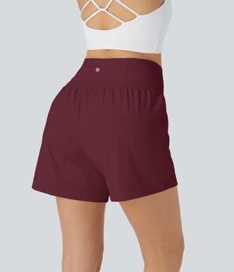 슈퍼 하이 웨이스트 백 포켓 사이드 히든 포켓 2-in-1 요가 반바지