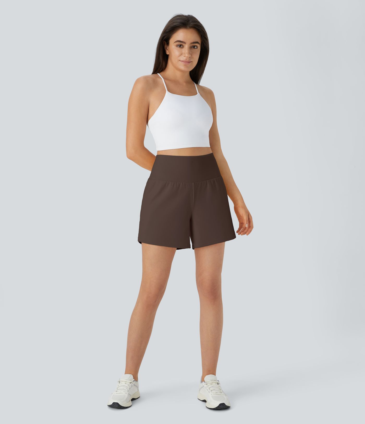 슈퍼 하이 웨이스트 백 포켓 사이드 히든 포켓 2-in-1 요가 반바지