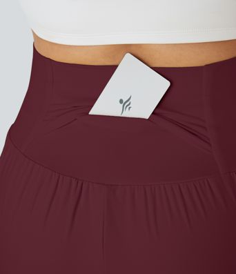 슈퍼 하이 웨이스트 백 포켓 사이드 히든 포켓 2-in-1 요가 반바지