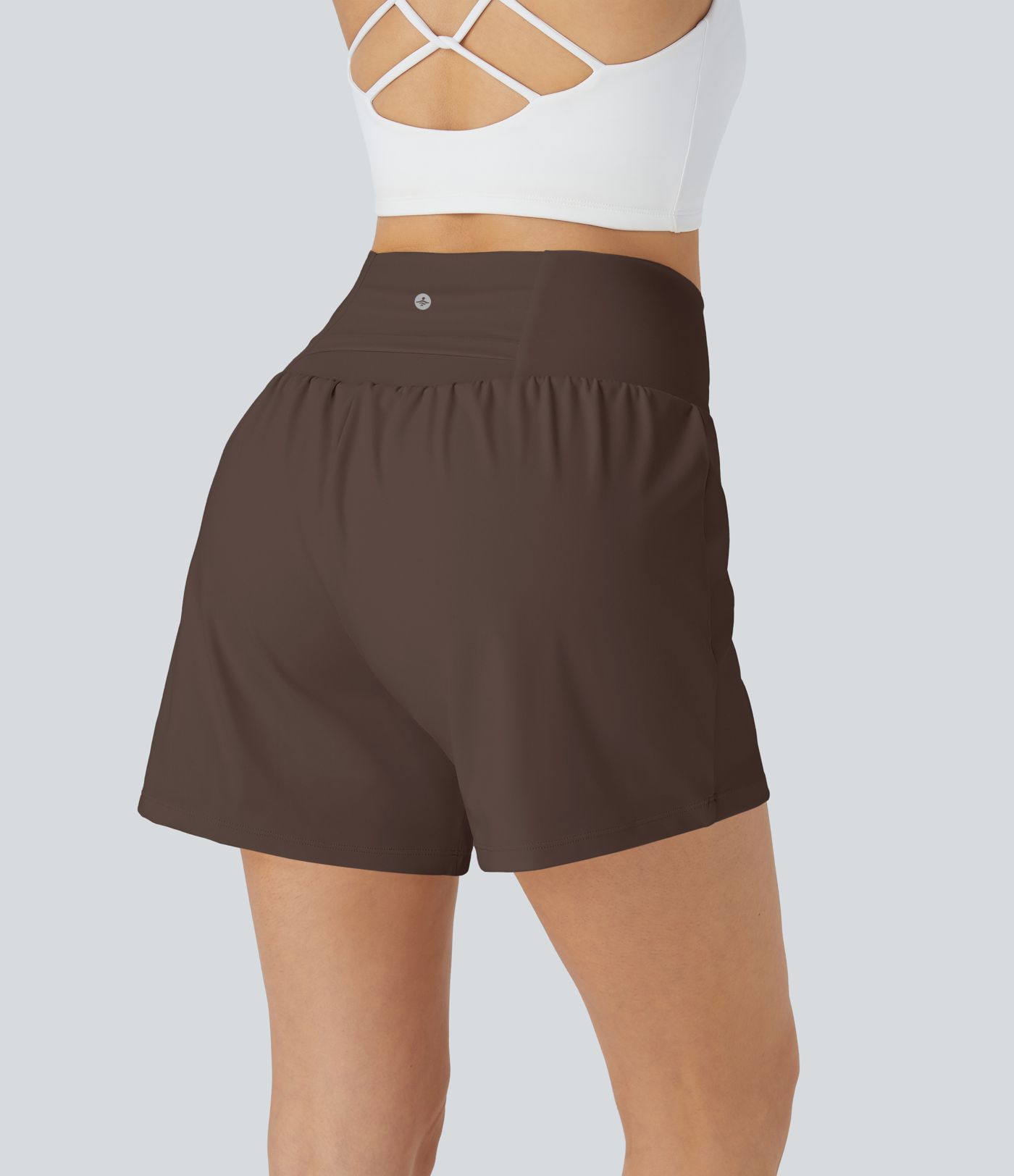 슈퍼 하이 웨이스트 백 포켓 사이드 히든 포켓 2-in-1 요가 반바지