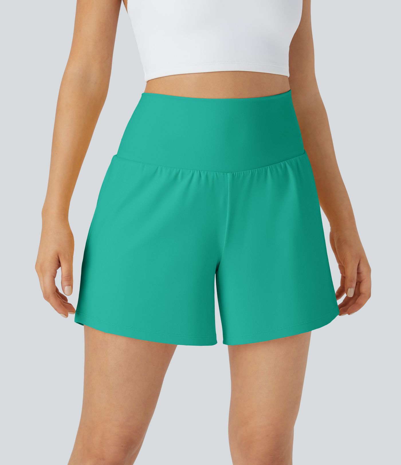 SoftlyZero™ Airy Super High Waisted 2-in-1  Cool Touch Yoga Running Shorts 5'' with Pockets-Longer Length