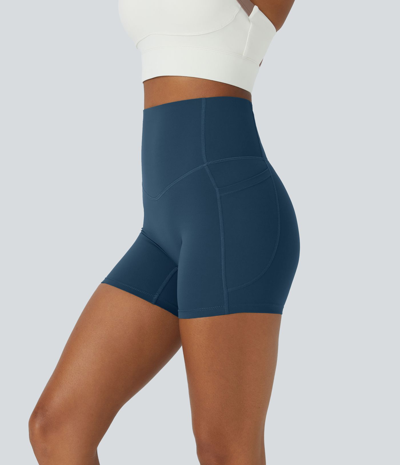 Halara UltraSculpt™ - Formende Workout-Leggings mit hohem Bund, Seitentaschen und Bauchkontrolle - 12,7 cm