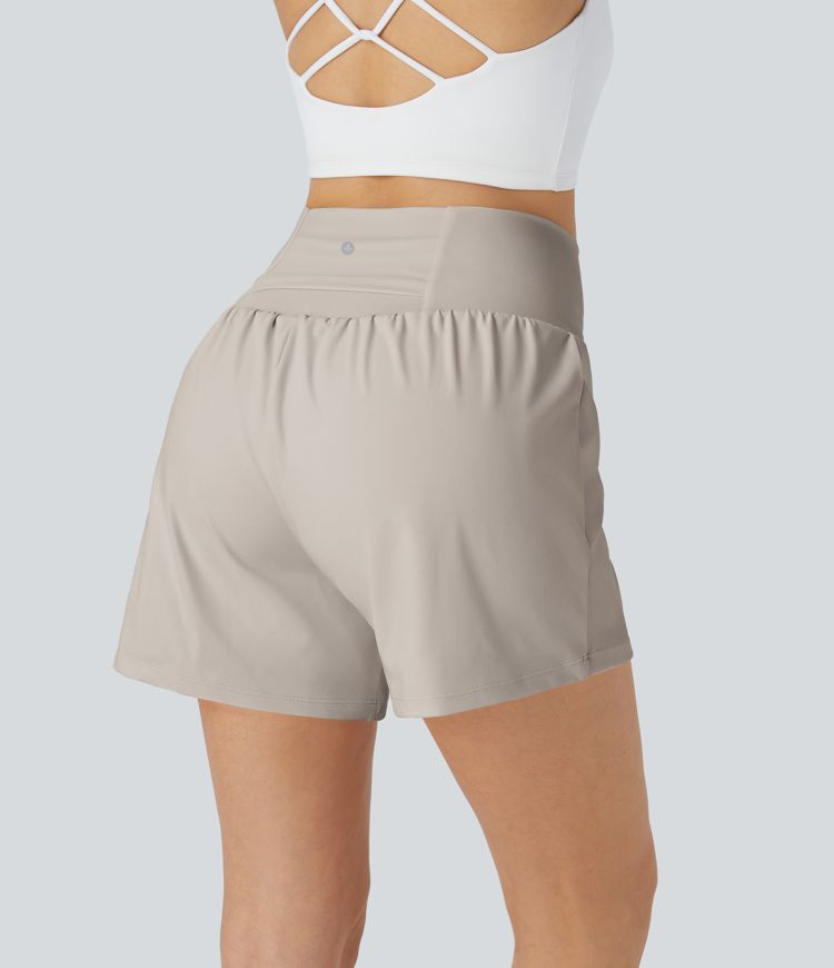 SoftlyZero™ Airy Super High Waisted 2-in-1  Cool Touch Yoga Shorts 5'' with Pockets-Longer Length