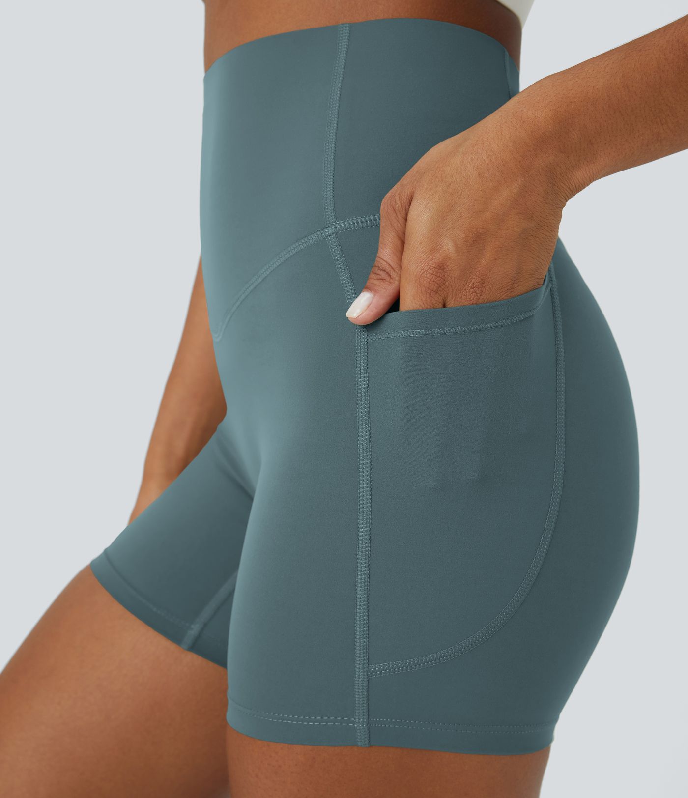 Halara UltraSculpt™ High Waisted Tummy Control Side Pocket Shaping Training Biker Shorts 5''