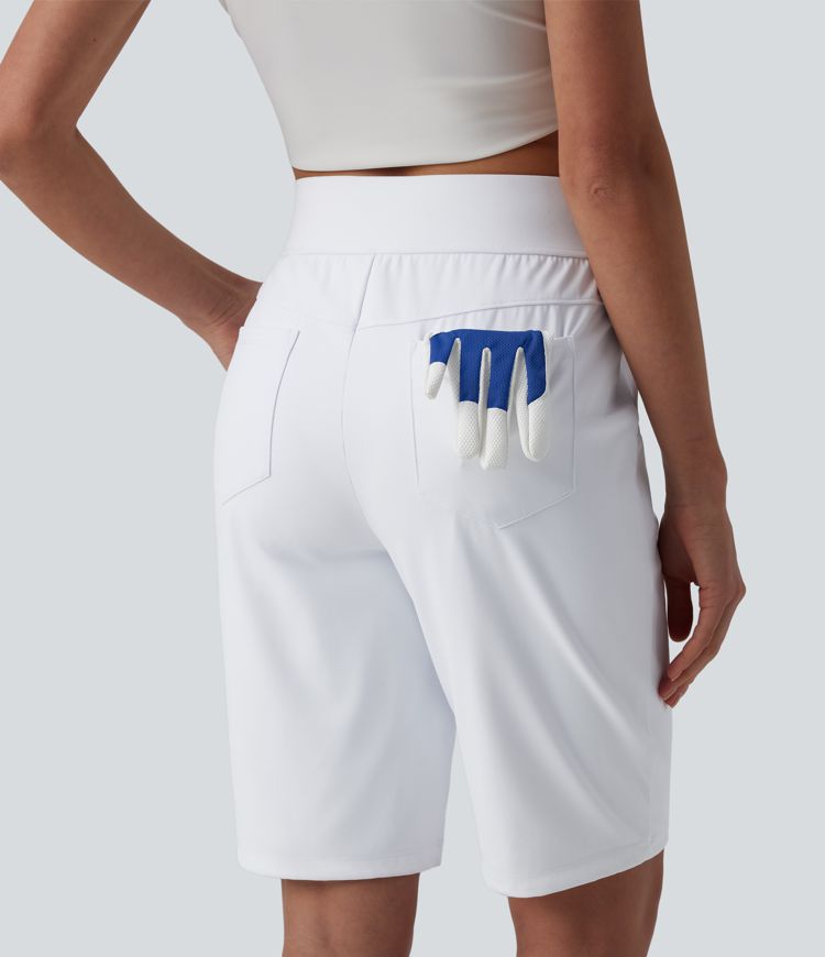 High Waisted Quick Dry Golf Shorts with Pockets 10''-Golf Tee-UPF40+