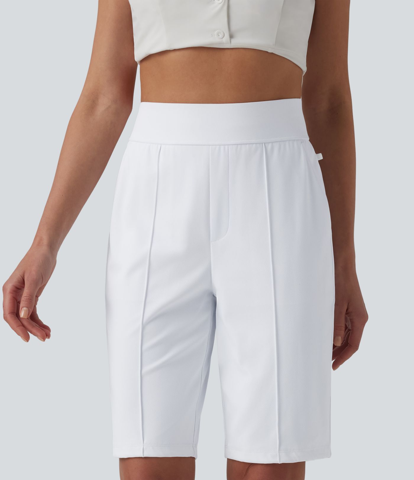 High Waisted Quick Dry Golf Shorts with Pockets 10''-Golf Tee-UPF40+