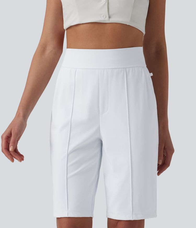 High Waisted Quick Dry Golf Shorts with Pockets 10''-Golf Tee-UPF40+