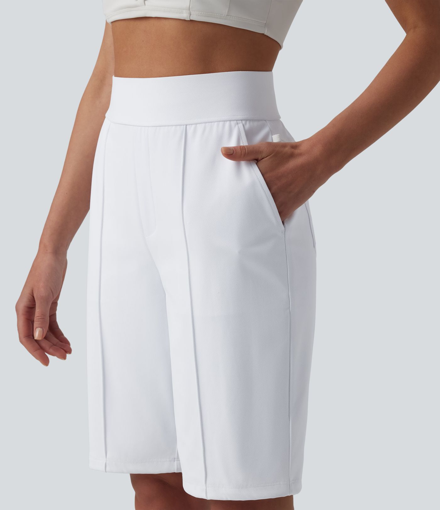High Waisted Quick Dry Golf Shorts with Pockets 10''-Golf Tee-UPF40+