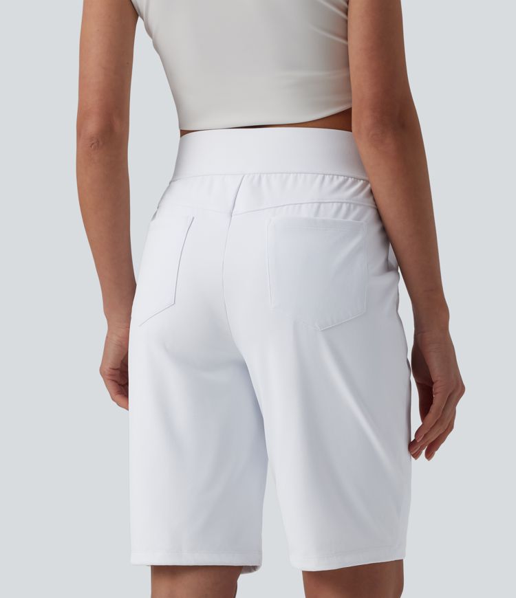 High Waisted Quick Dry Golf Shorts with Pockets 10''-Golf Tee-UPF40+