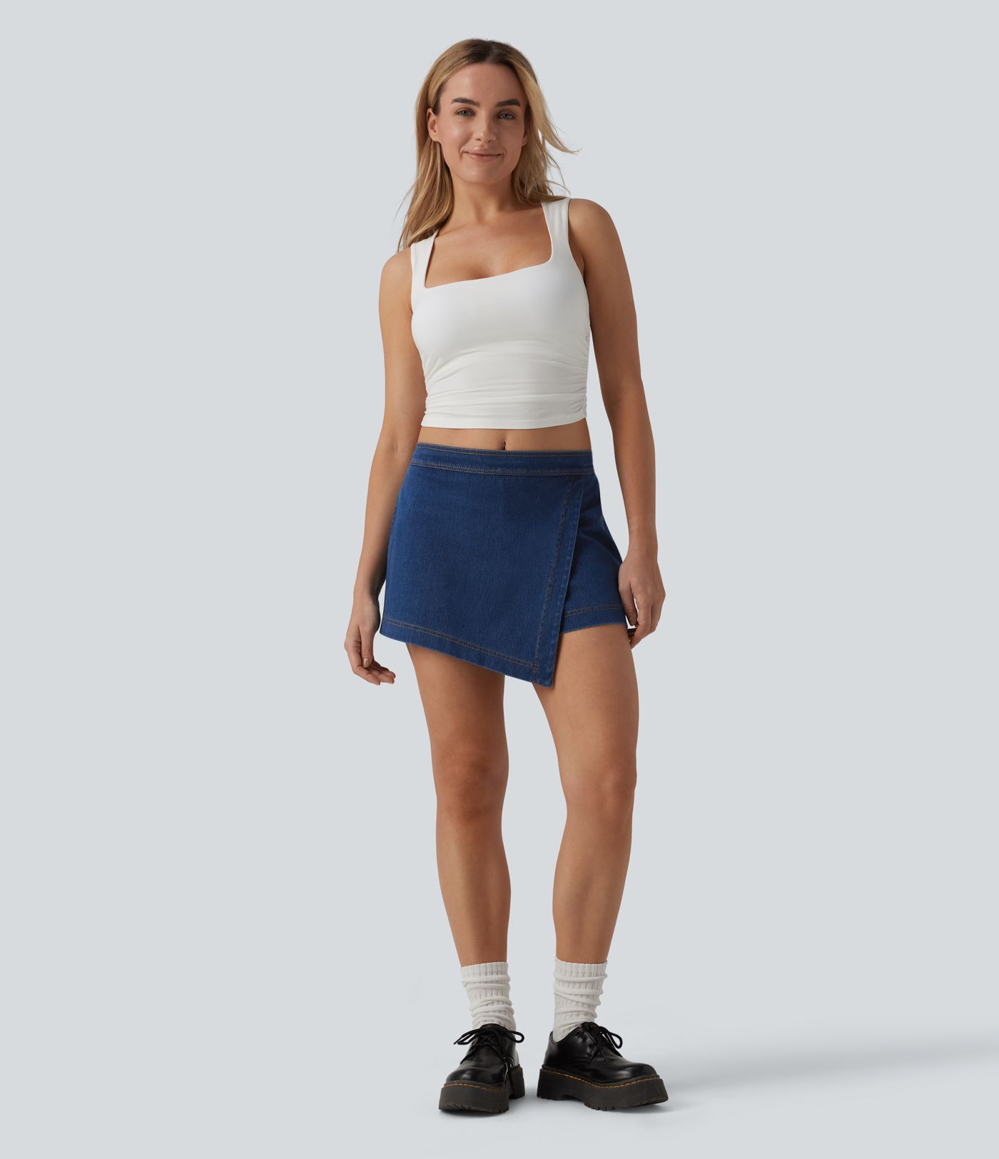 Jupe-short Halara Flex™ en jean casual taille mi-haute micro mini avec poches