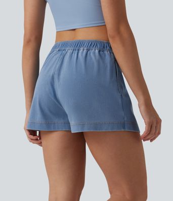 Jupe-short Halara Flex™ en jean casual taille mi-haute micro mini avec poches