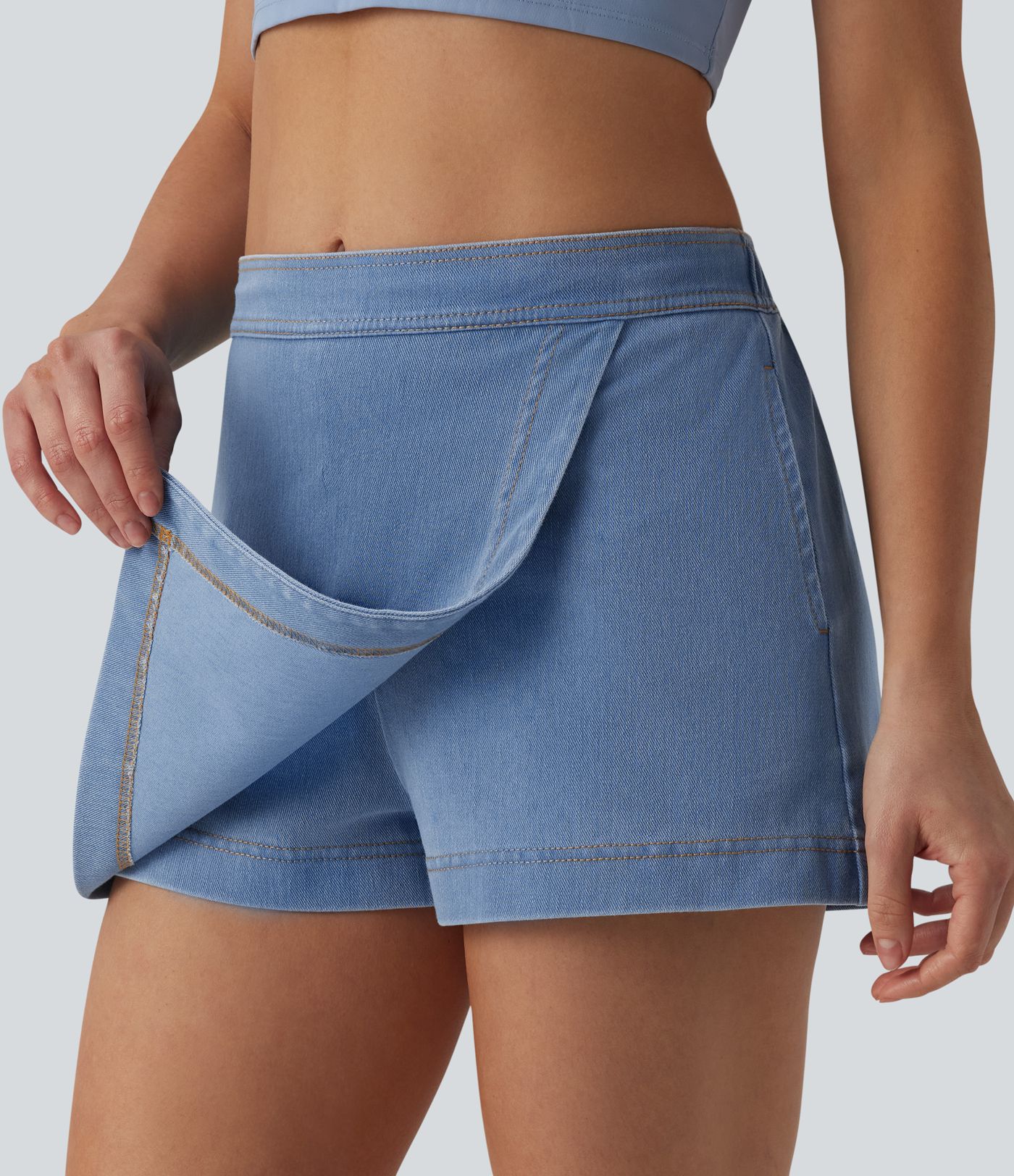 Jupe-short Halara Flex™ en jean casual taille mi-haute micro mini avec poches