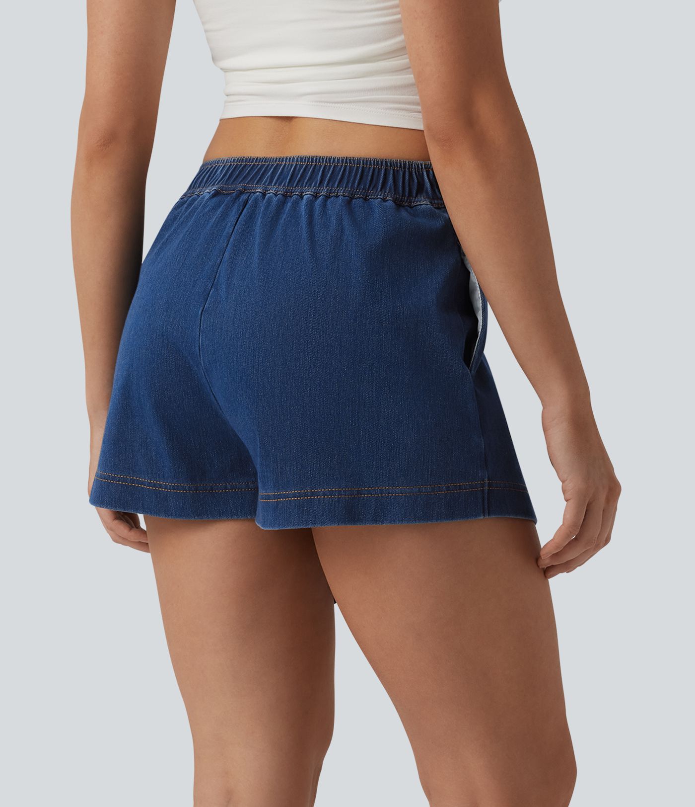 Jupe-short Halara Flex™ en jean casual taille mi-haute micro mini avec poches
