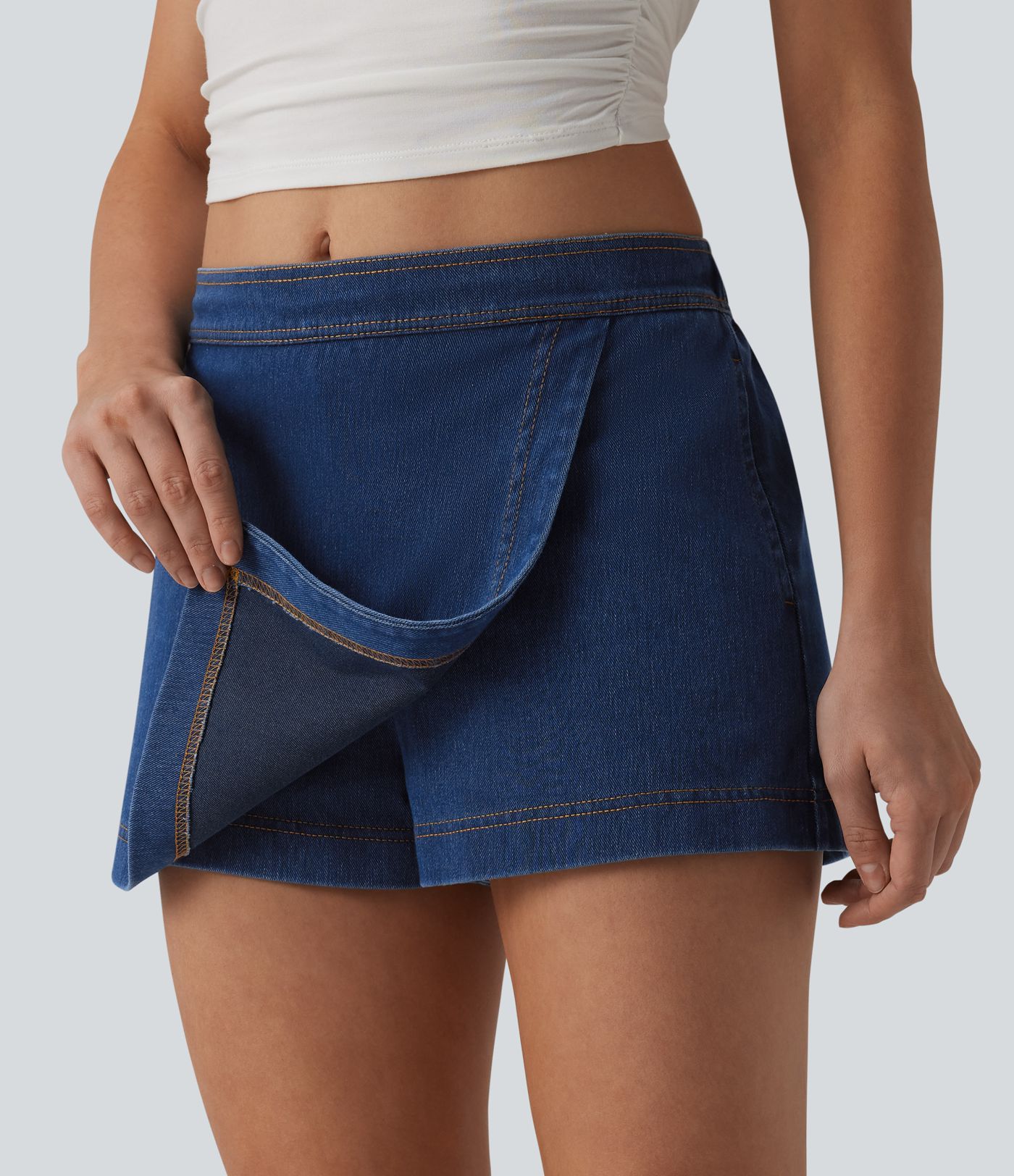 Jupe-short Halara Flex™ en jean casual taille mi-haute micro mini avec poches