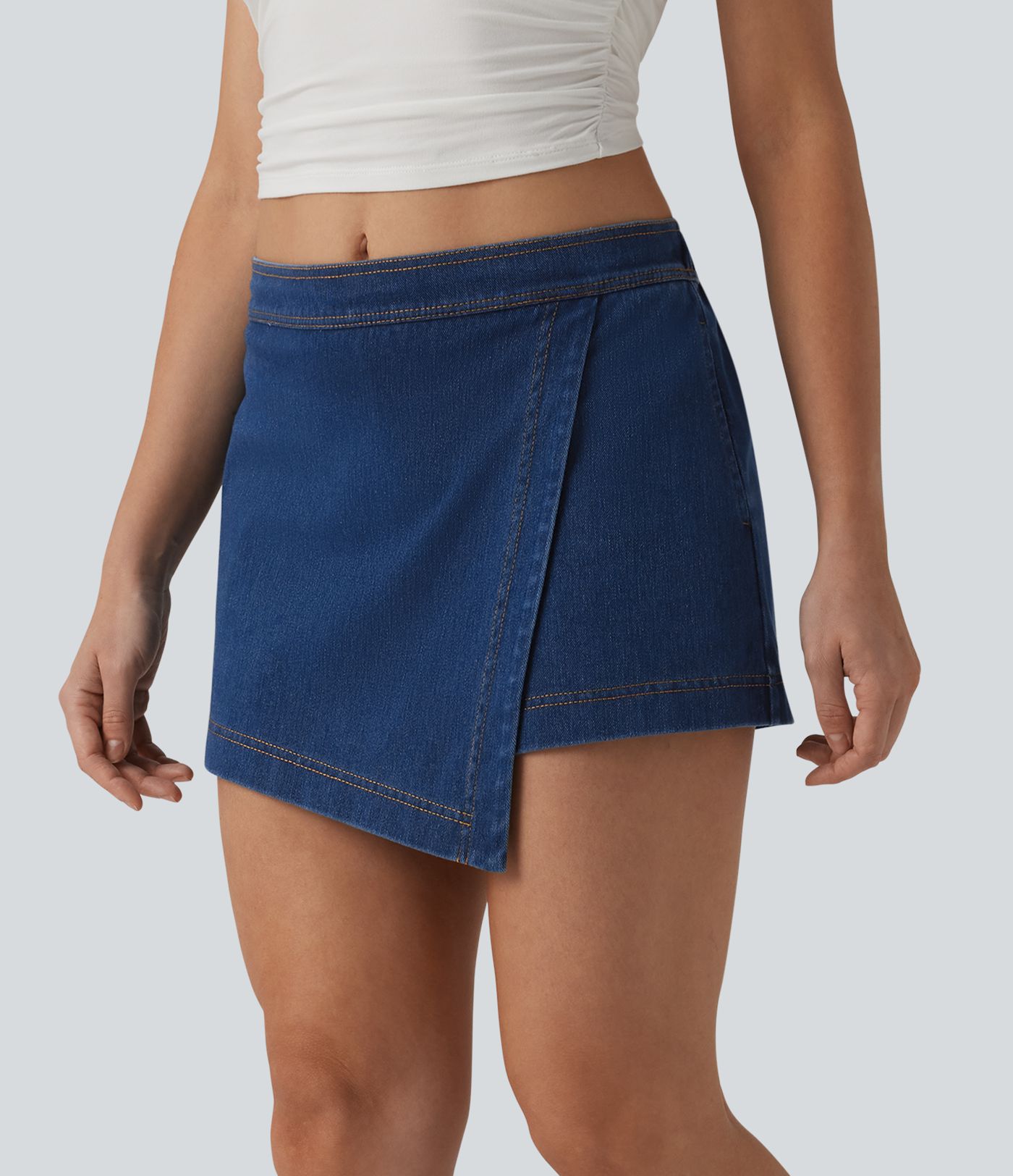 Jupe-short Halara Flex™ en jean casual taille mi-haute micro mini avec poches