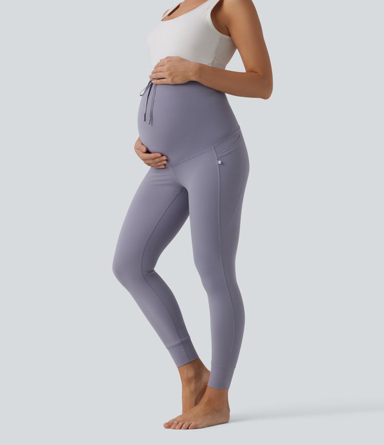 Halara UltraSculpt™ Legging yoga maternité 7/8 uni taille ultra haute à cordon de serrage avec poches
