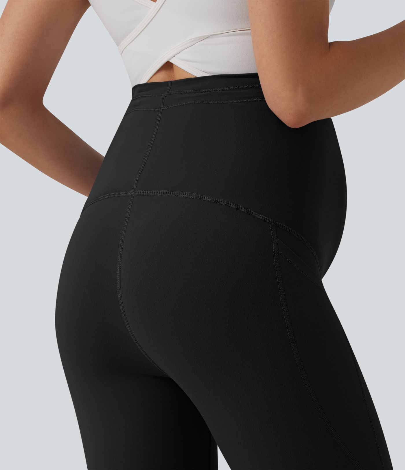 Halara UltraSculpt™ Ultra High-Waist Drawstring Plain 7/8 Yoga Maternity Leggings with Pockets