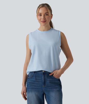 Round Neck Casual Cotton Tank Top