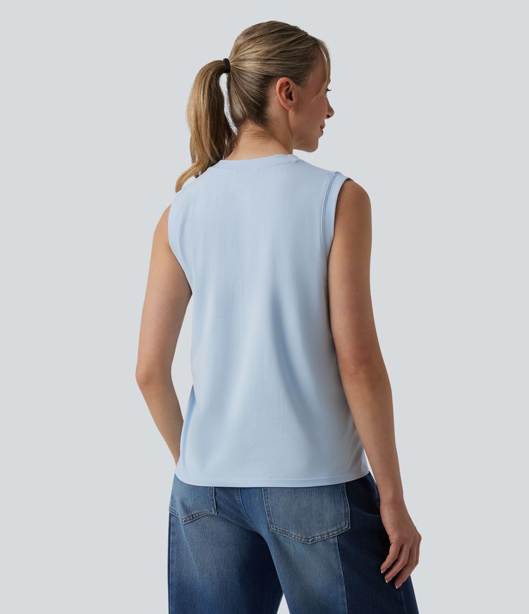 Round Neck Casual Cotton Tank Top
