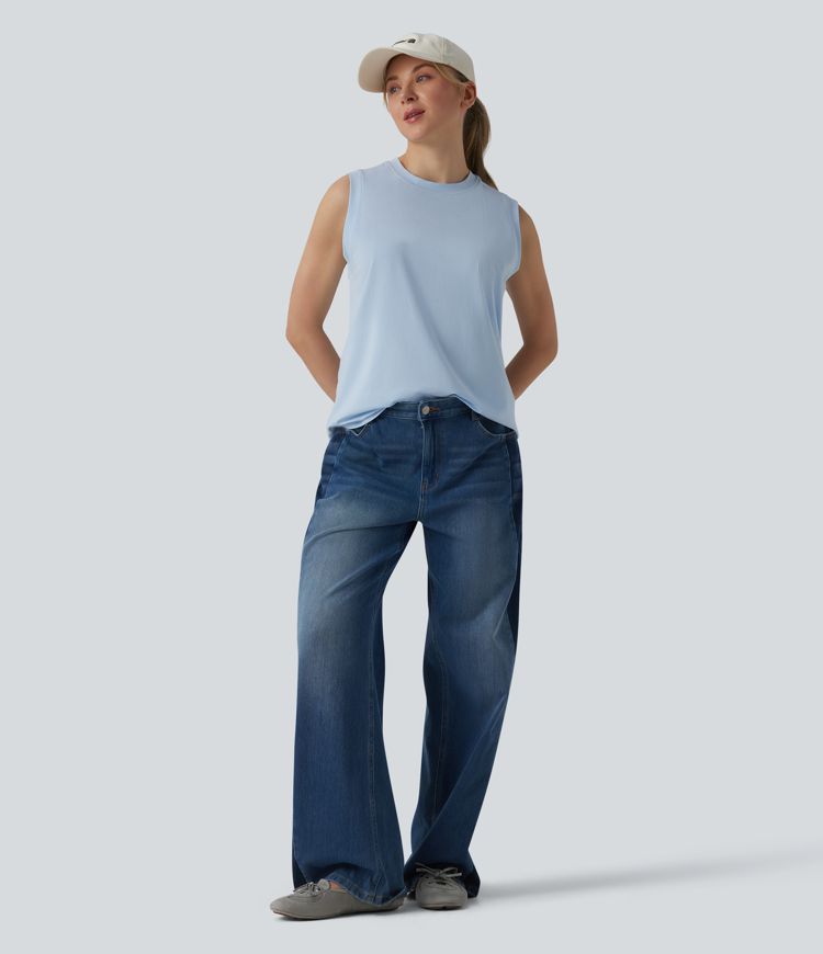 Round Neck Casual Cotton Tank Top