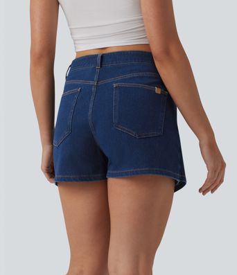 Halara Flex™ Mid Rise Asymmetric Denim Micro Casual Skort with Pockets