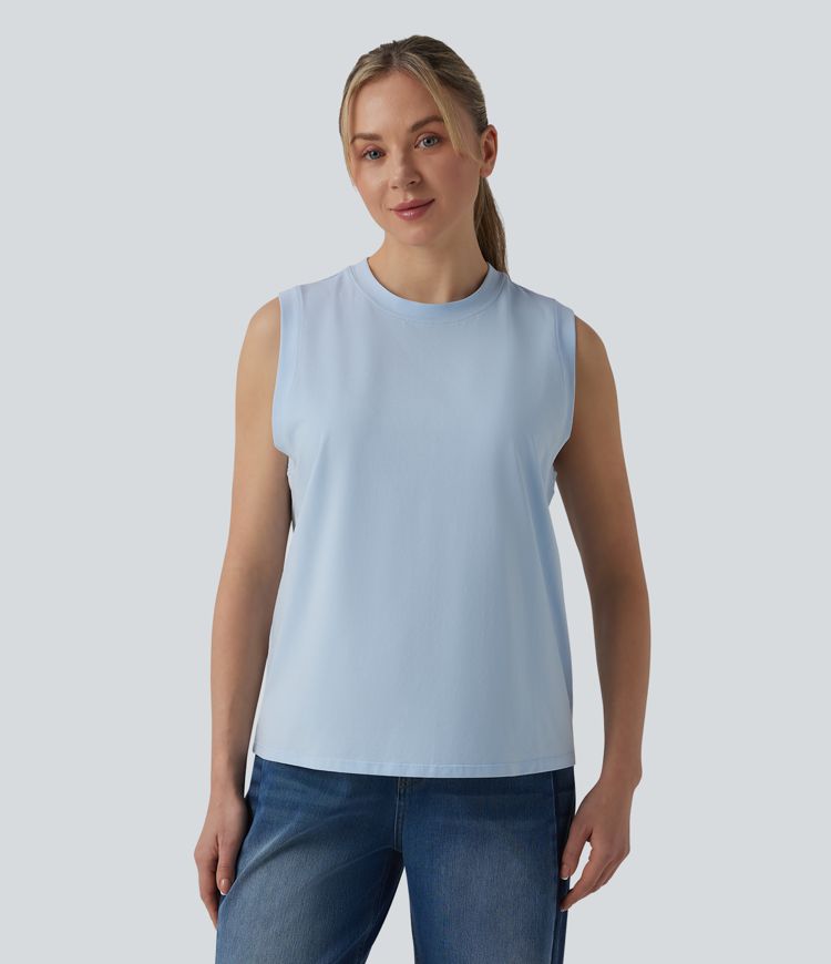 Round Neck Casual Cotton Tank Top