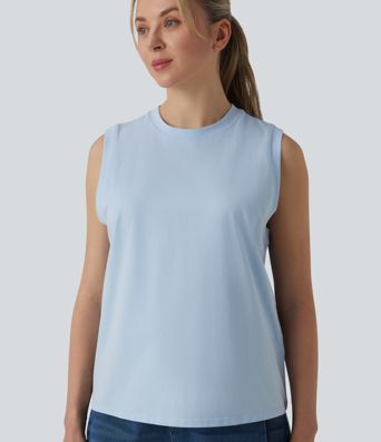 Round Neck Casual Cotton Tank Top