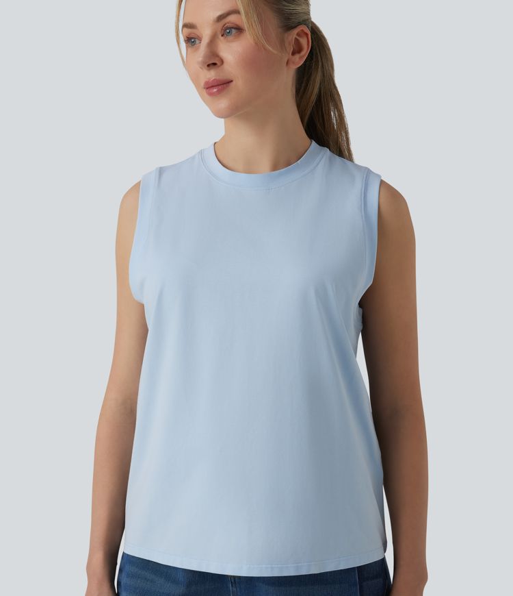 Round Neck Casual Cotton Tank Top