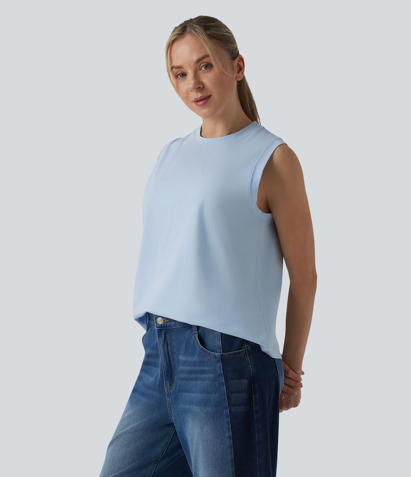 Round Neck Casual Cotton Tank Top